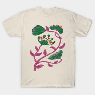 IT'S A JUNGLE OUT THERE Mod Funky Floral-1 in Groovy in Purple and Green - UnBlink Studio by Jackie Tahara T-Shirt